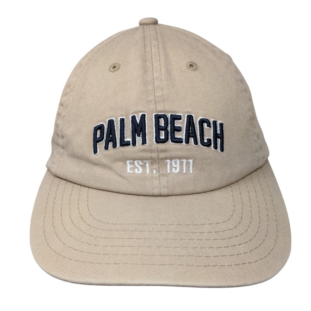 Palm Beach Slideback Hat Tan One Size Adjustable Embroidered E by Elidan
