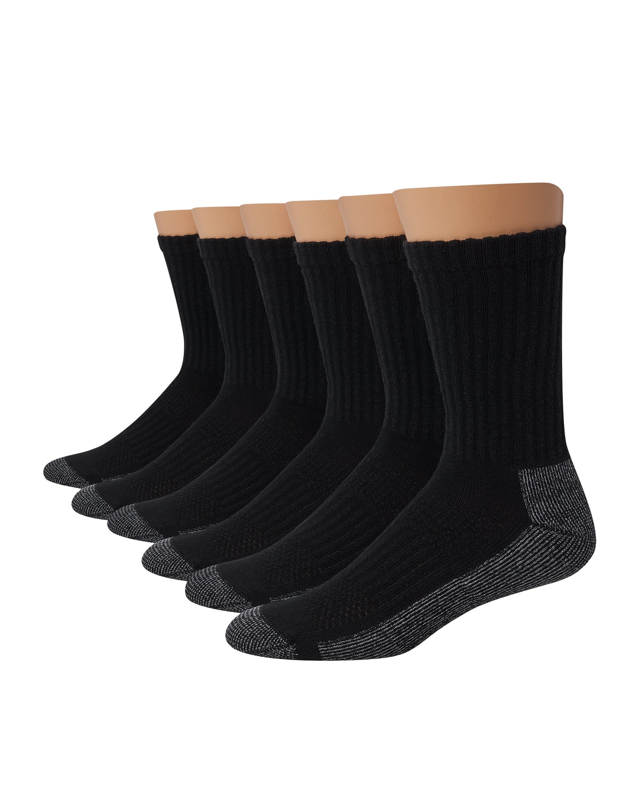 Hanes Crew Socks 6-Pack Men Big & Tall Work FreshIQ Fully Cushioned Cool Comfort-image