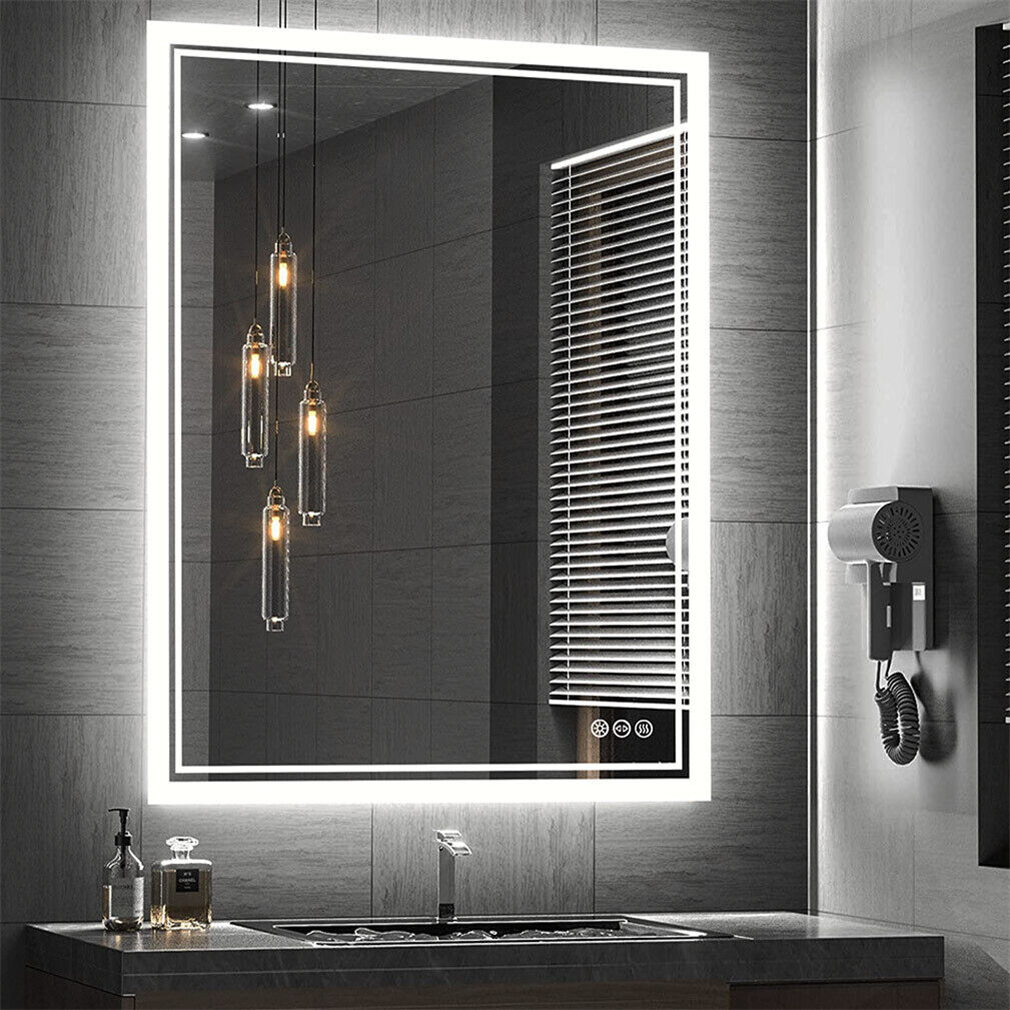 Smart Bathroom Mirror LED Memory Vanity Mirror Touch Sensor Anti-fog Wall Mirror