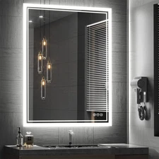 Smart Bathroom Mirror LED Memory Vanity Mirror Touch Sensor Anti-fog Wall Mirror