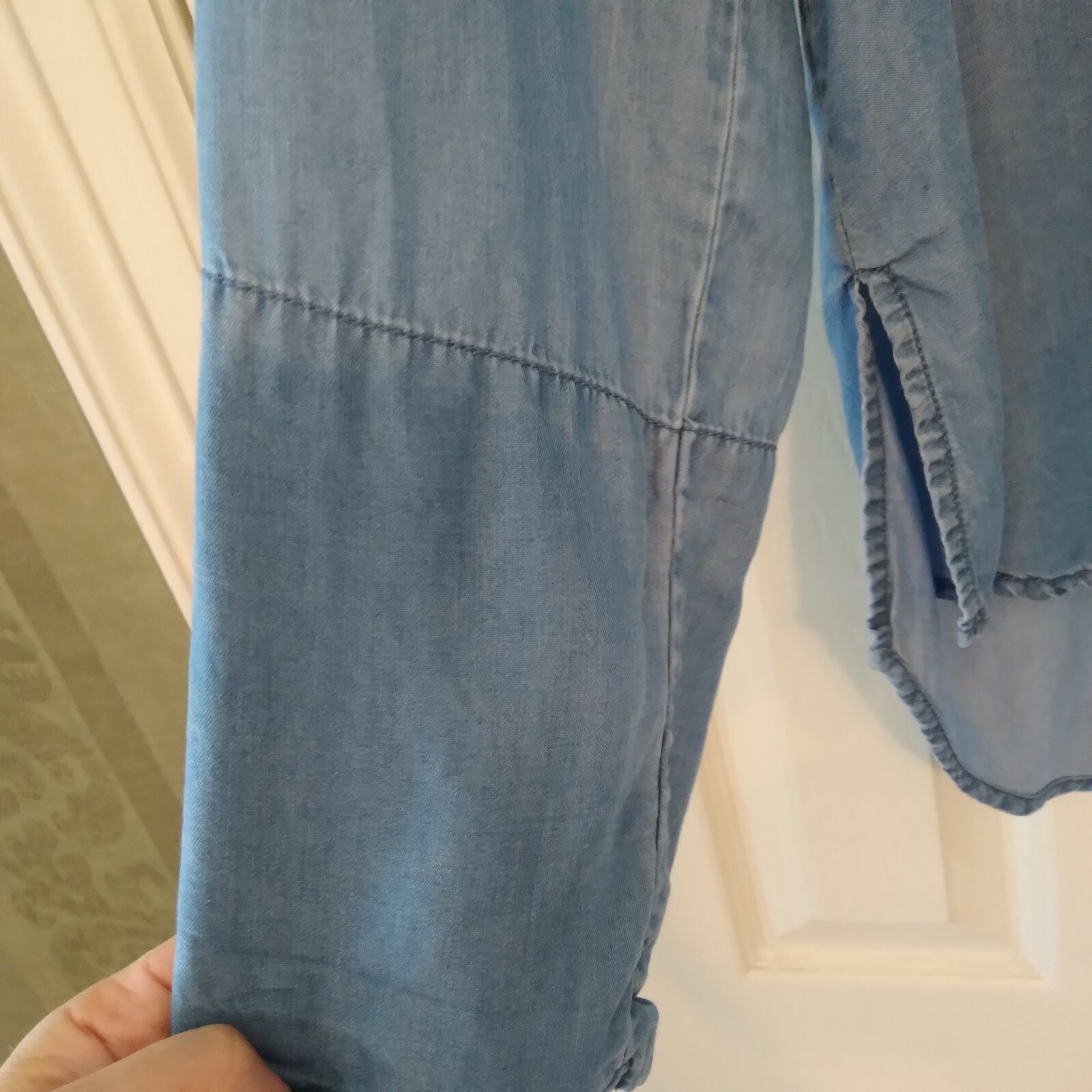 Michael Kors Blue Blouse 3/4 Button Sleeve Women's Large thumbnail 9