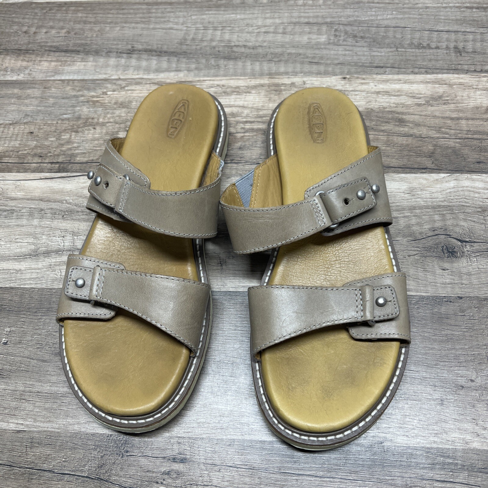 Sandali Keen donna taglia 9 Lana Slide marrone chiaro pelle morbida con cinturini