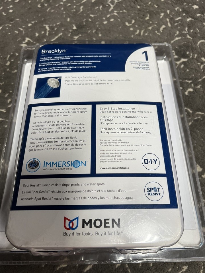 NEW Moen Brecklyn 8 1/2” Rainshower Head Brushed Nickel 21920SRN Rain