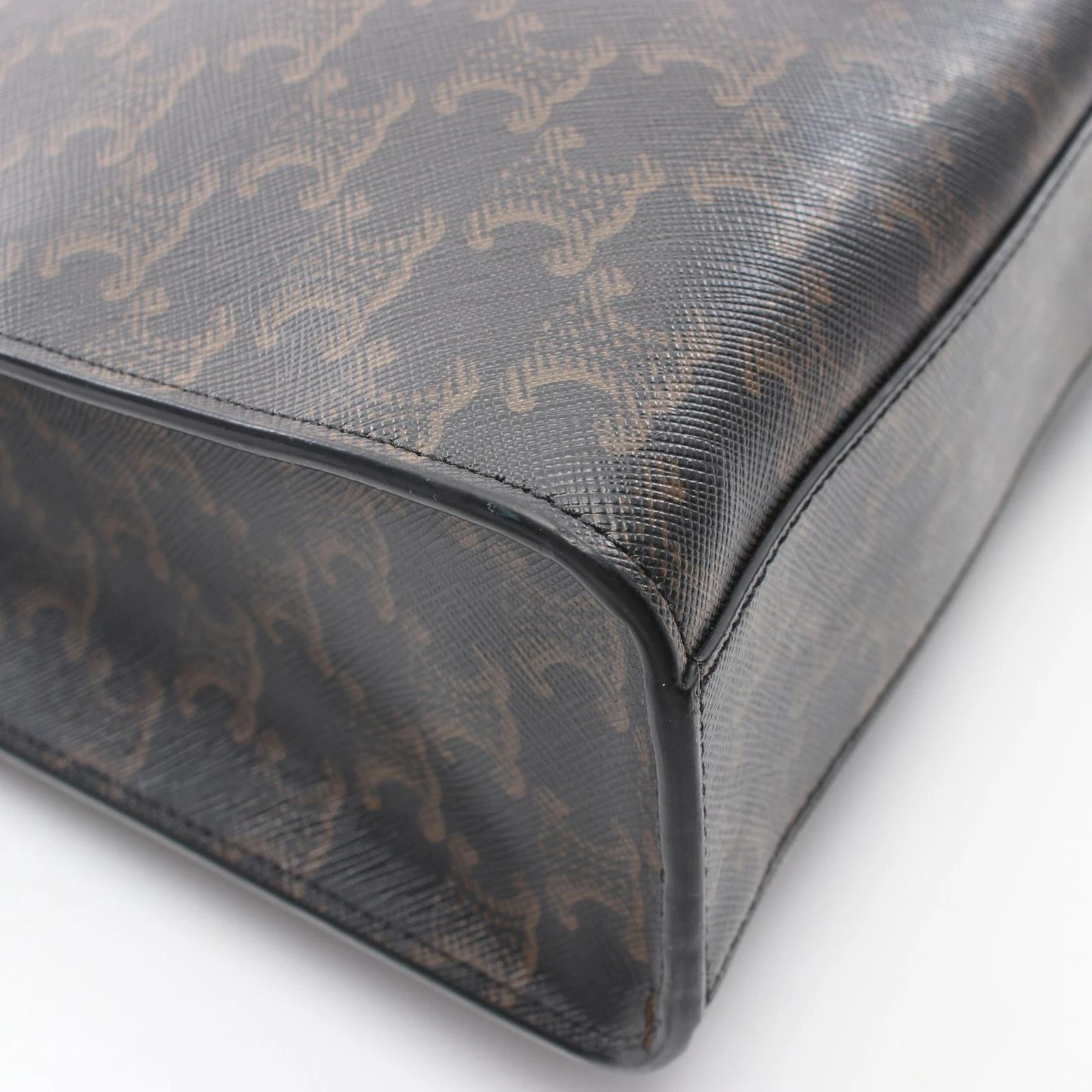 CELINE Borsa Trionfo Media Verticale Nero Marrone Tela PVC Usata