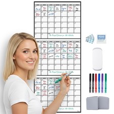 3 Month Dry Erase Calendar for Wall, 40x17, 3 Month Wall Calendar Dry Erase, ...