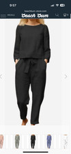 womens casual 2 piece outfits cotton linen sets