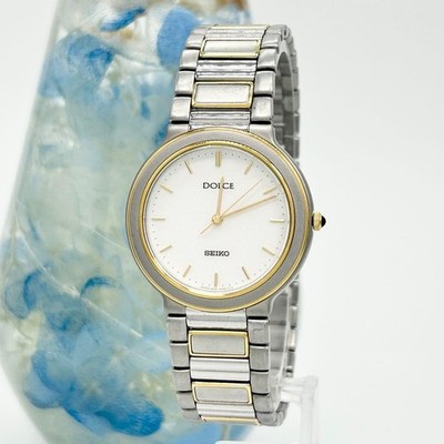 Seiko Dolce 8N41-6040 Quartz Tonneau Watch Two-Tone 18cm