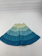 Garnet Hill Skirt Girls 8 Blue Ombre Tiered Peasant Knit Cotton Midi Casual