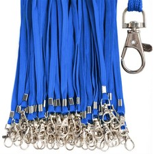 50 Pcs Blue Lanyards Bulk for ID Badges with Flat Lanyard, Swivel Hook Clip