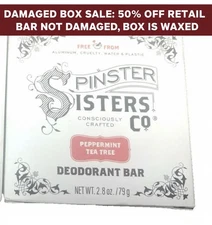 Spinster Sisters Co Deodorant Bar Peppermint Tea Tree 2.8 Oz 1 LONG LASTING BAR