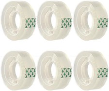 6 Rolls Transparent Tape Refills Rolls, Clear Tape, 3/4 x 1000 in, 1 in Core
