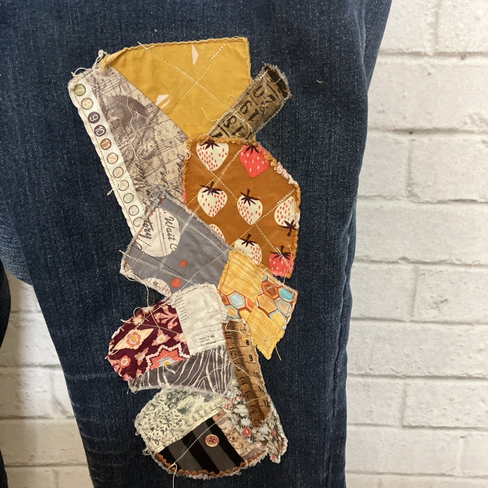Handmade Patchwork Jeans Upcycled Boho Denim GAP … - image 4
