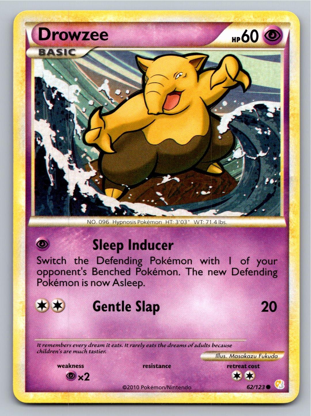 Drowzee 62/123 Common HeartGold & SoulSilver Pokemon Lightly Played