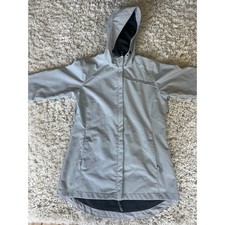 New Balance Womens Softshell Hooded Jacket Gray Full Zip Fleece Lined Medium