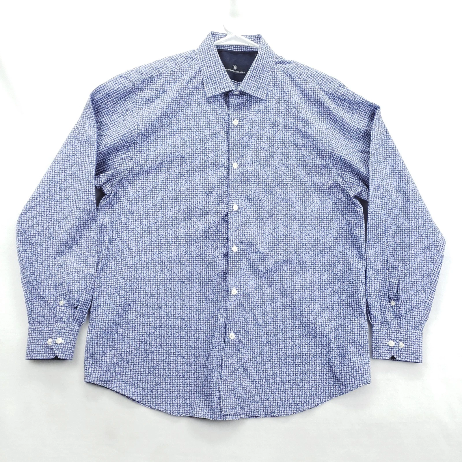 Hart Schaffner Marx Shirt Mens Large Gingham Floral Button Down Casual Dress Wor