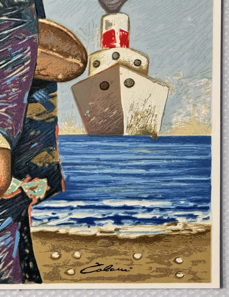 Quadro Serigrafia Giampaolo Talani 40x60cm cercatori di conchiglie in cornice - Immagine 4 di 4