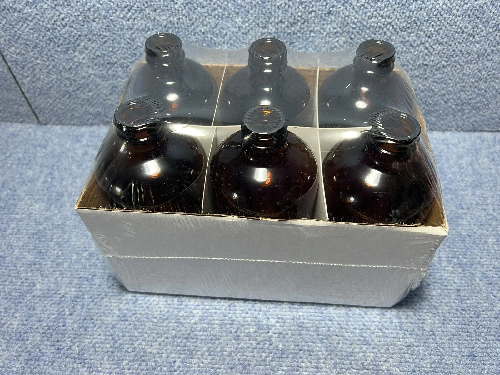 Vivaplex, 6 Amber/Brown, 16 oz Glass Bottles with lids (6 count) Sealed ✅