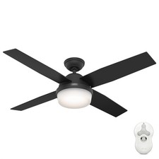 Hunter Fan 52 inch Matte Black Indoor Ceiling Fan with Light and Remote Control