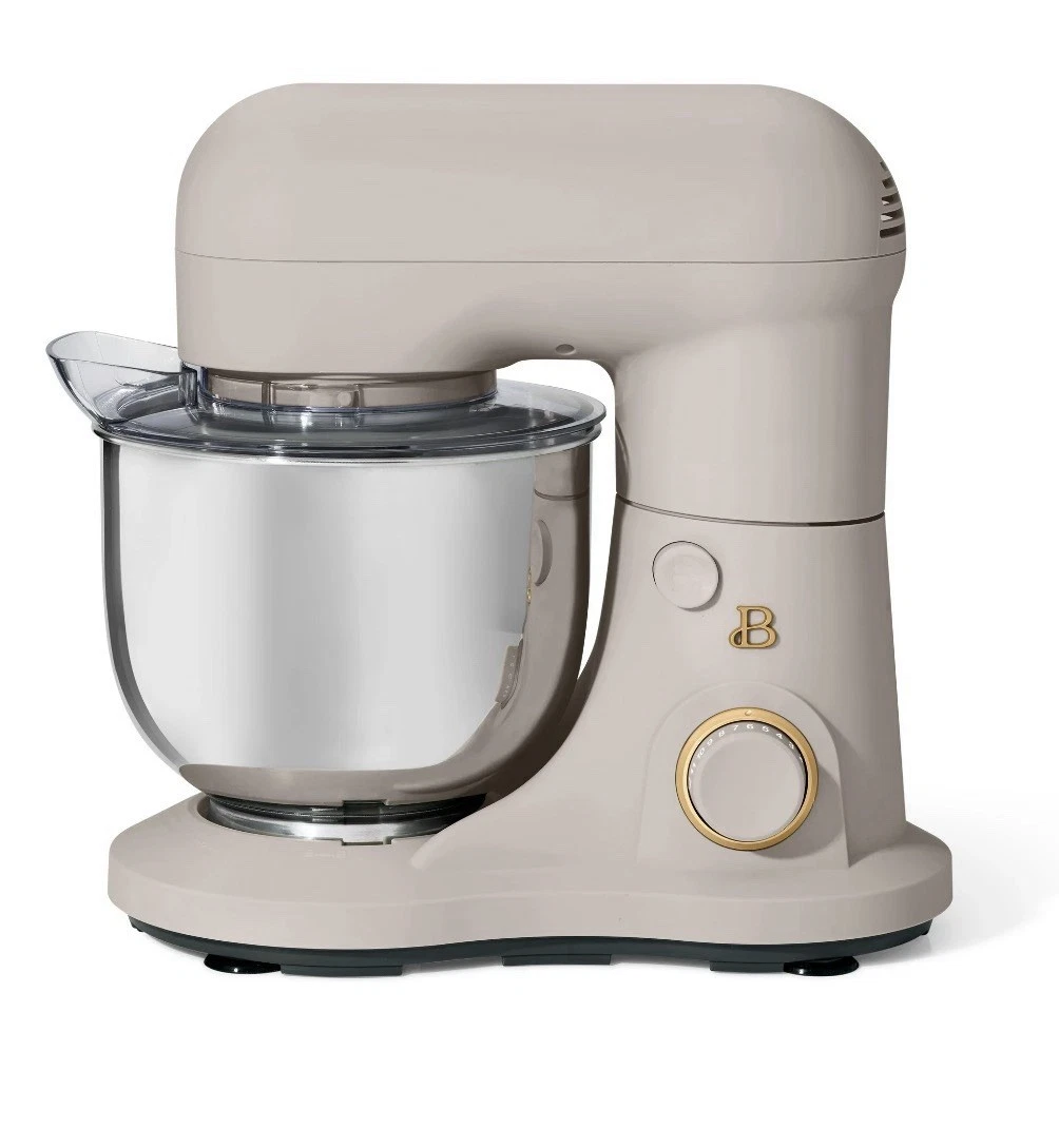 Beautiful 3.5 Qt Stand Mixer Porcini Taupe with Flat Beater Dough Hook & Whisk