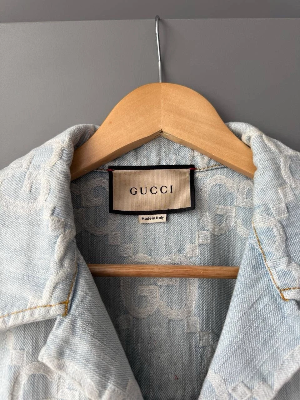 Gucci California giacca denim GG ricamata blu IT42 44