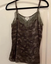 Silk Camo Cami NYC Tank With Adjustable Straps And Lace Details Size M