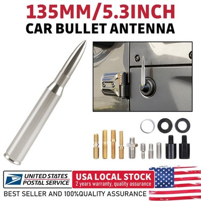 Gunmetal Silver 5.3'' CAR SHORT BULLET ANTENA MAST RADIO For Honda/ Toyota/ Lexus