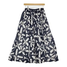 Mina Perhonen Soffione Linen Long Skirt Navy White 36 Used