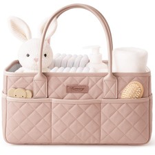 Baby Diaper Caddy Organizer, Solid Design with PU Leather Handles