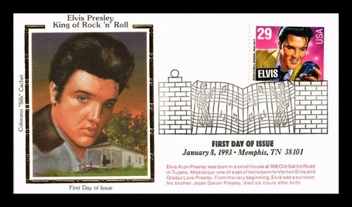 DR JIM STAMPS US COVER ELVIS PRESLEY LEGENDS OF MUSIC FDC COLORANO SILK CACHET