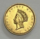 Photo of a 1855-P Gold Dollar from an eBay listing that sold on Jul 5, 2026