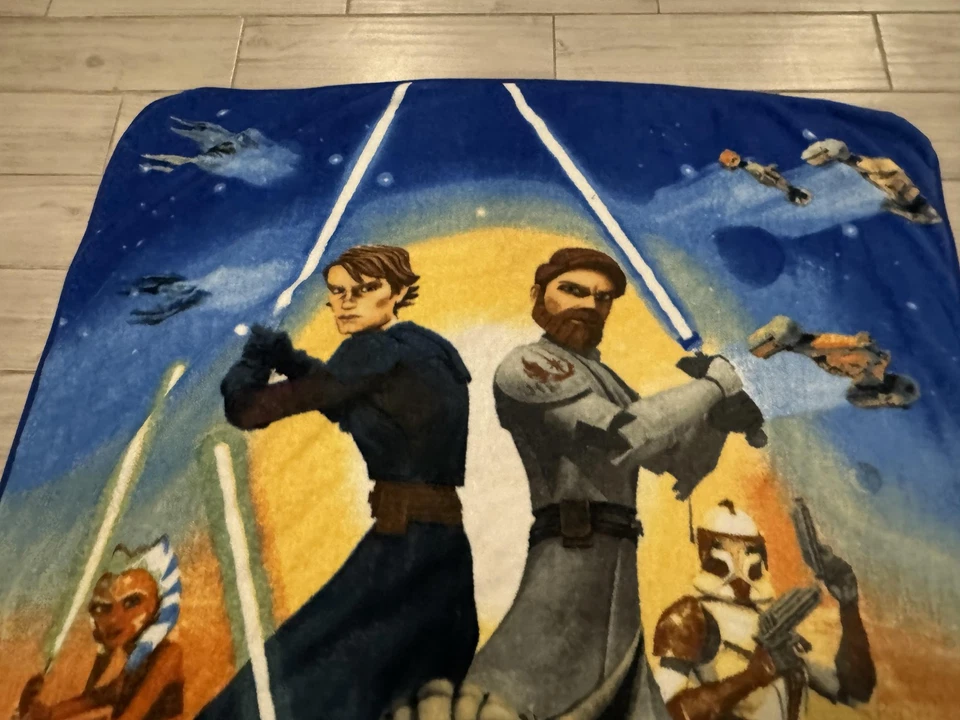 Manta polar Star Wars The Clone Wars Yoda Anakin Obi-Wan Ahsoka hecha a mano Foto 4 de 4