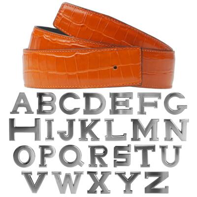 Ledergürtel Wendegürte in Kroko Orange  Gürtelschnalle 40mm H Gürtel Silver