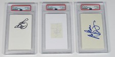 Jeff Lynne ELO Signed Autograph Auto 3x5 Index Card Cut Set by 3 Slab PSA JSA Jeff Lynne ELO Signed Autograph Auto 3x5 Index Card Cut Set by 3 Slab PSA JSA