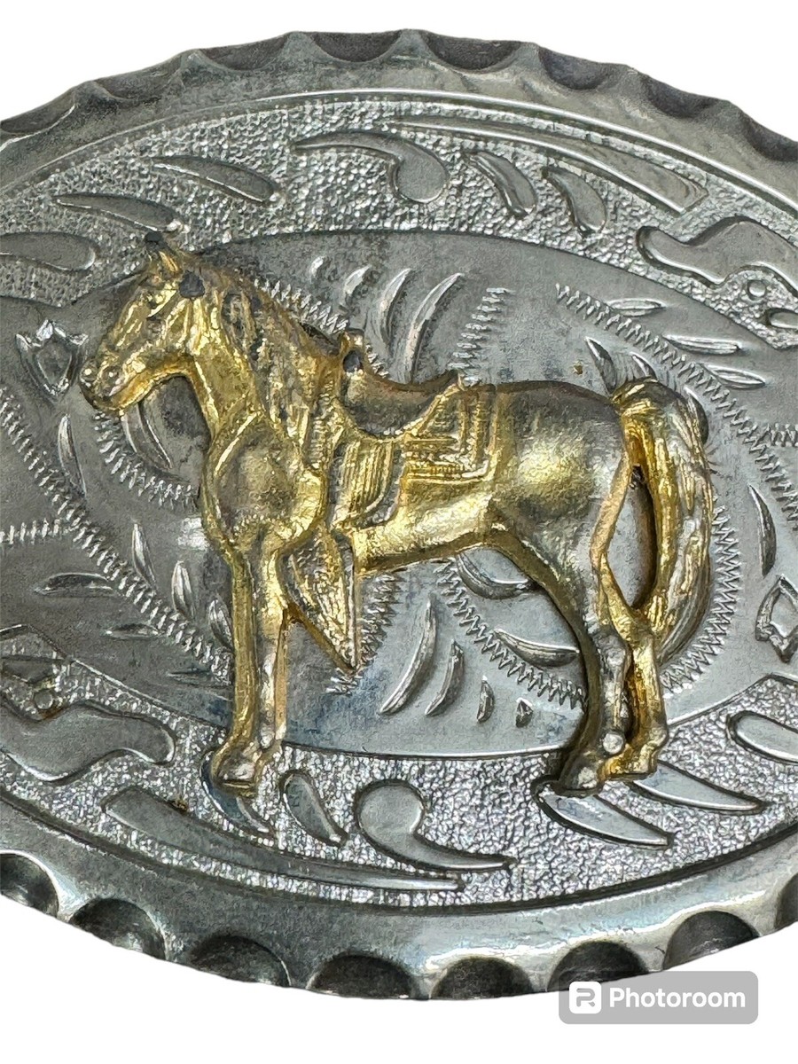 Western Belt Buckle Floral Engraved Silver Tone Gold Tone  display picture 1