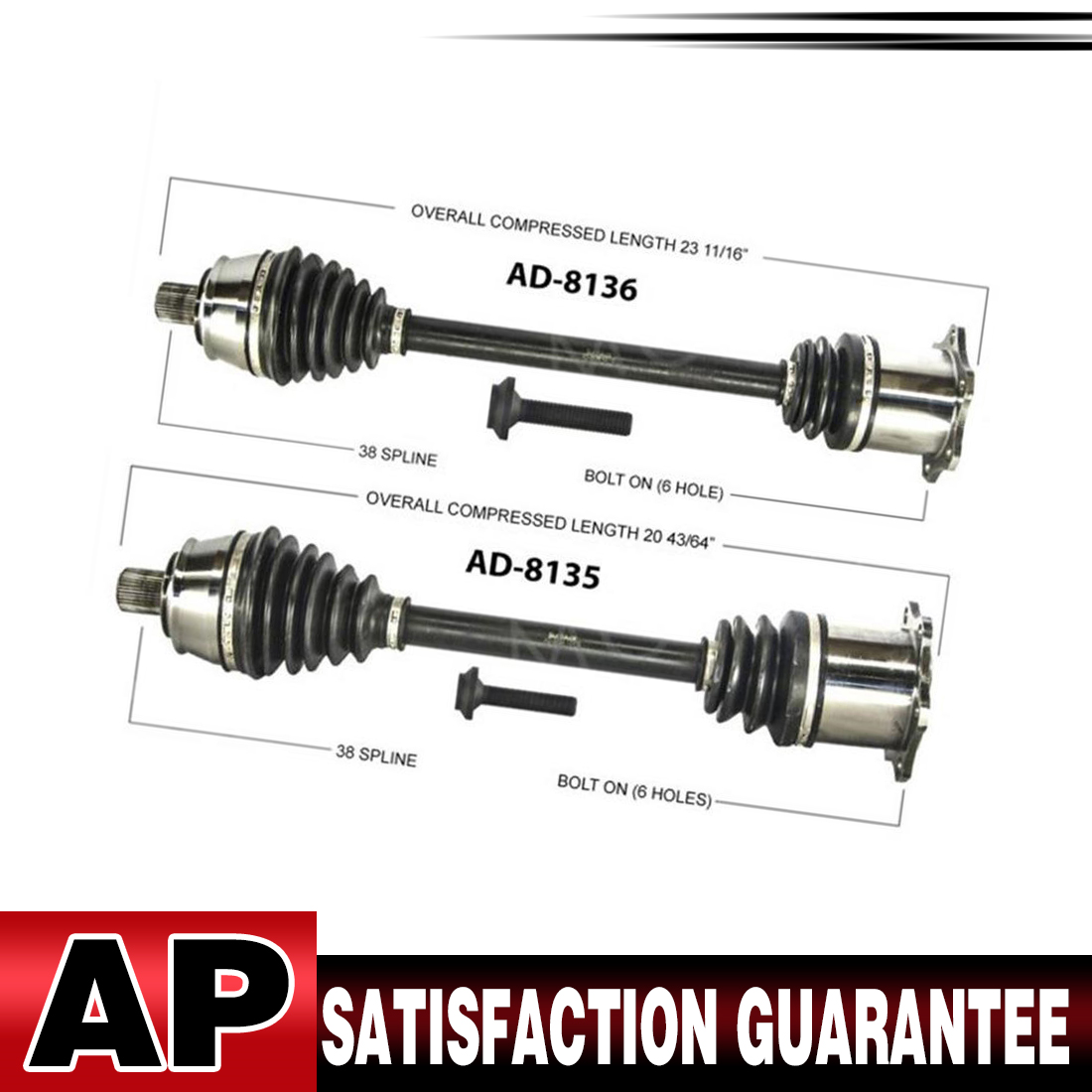 Surtrack CV Axle Shaft CV Joint Front Pair for 2005-2008 Audi A6