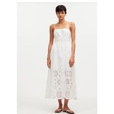 NWT Madewell Poplin Embroidered Tank Midi Dress in White Size 0