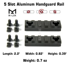 2PCS M-Lok Aluminum Rail 5 Slot Picatinny Weaver for MLOK