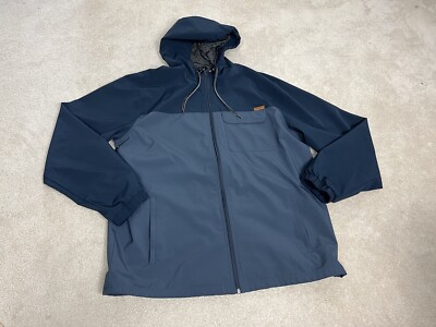 Voyager Jacket Mens Extra Large Blue Windbreaker Hooded Pockets Outdoors 