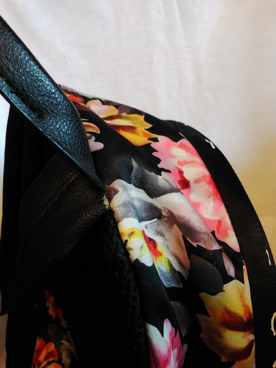 bebe Jordan Logo Trim Floral Multi Backpack Bebe Logo Trim Backpack Black Multi Floral Book Bag Travel  main image 2