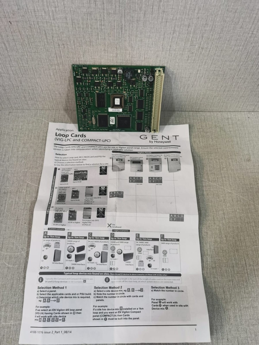 Honeywell Gent Vigilon 4269-634 REV.F SEC-GEN LOOP CARD- NEW WITH