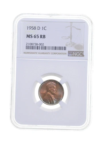 MS65 RB 1958-D Lincoln Wheat Cent - Graded NGC Rainbow Toned *4212