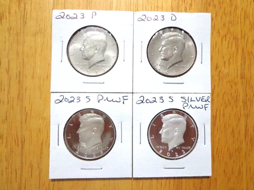 2023 P D S S Silver & Clad Proof Kennedy Half Dollar 4 Coin Set PDSS
