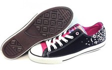 Girls Youth Converse 637708F Multi Tongue Ox Black White Pink Sneakers Shoes