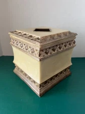 India Ink BRUNSWICK Faux Marble TISSUE BOX COVER Bathroom Vanity