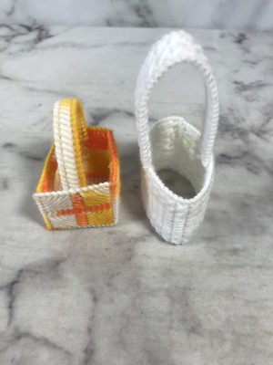 SET of 2  Knit Baskets Vintage House Decor Yarn Collectibles Handmade 