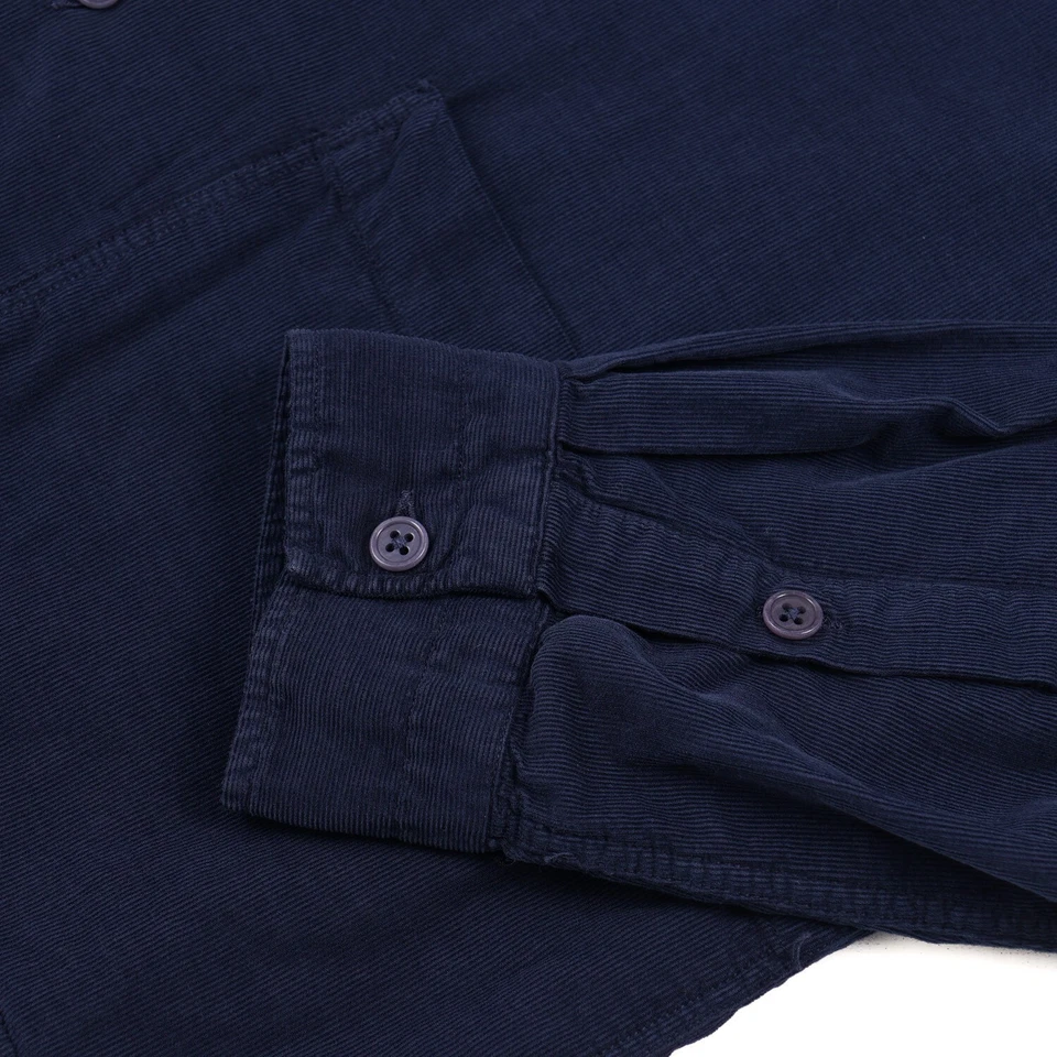 Camisa-Chaqueta Luigi Borrelli Azul Marino Ligera Sin Forro Pana Algodón L Nueva con Etiquetas Foto 2 de 4