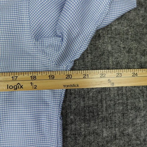 BONOBOS Dress Shirt Mens 15.5/34 Blue Houndstooth Daily Grind Wrinkle-Free Slim - Picture 10 of 13