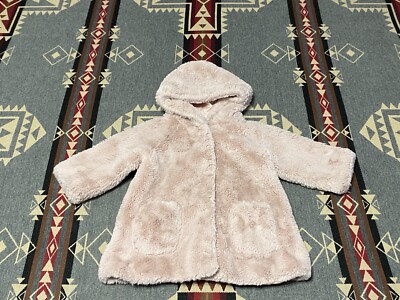 Monnalisa Faux Fur Puffer Jacket Girls 18M Pink Plush Coat