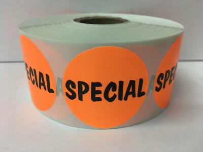 Orange Special Stickers | Sale Discount Pricing Supermarket | 1.5'' | 1000 Labels