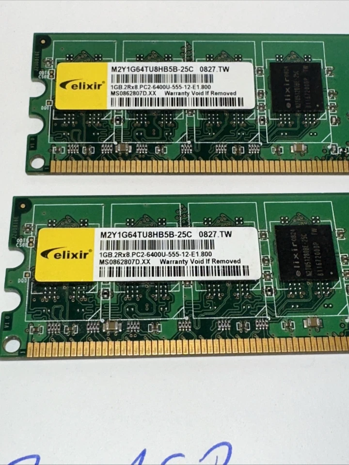 Elixir M2y1G64TU8HB5B-25C 0827.TW 1GB 2Rx8 PC-6400U555-12-E1.800 2 Stück - Bild 2 von 3